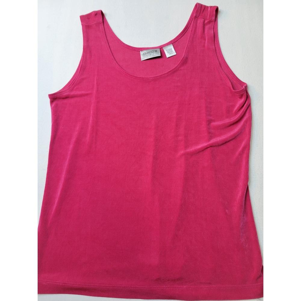 Chicos Travelers Tank Top Pink Magenta Slinky Knit Scoop Neck Size 2 Large 733